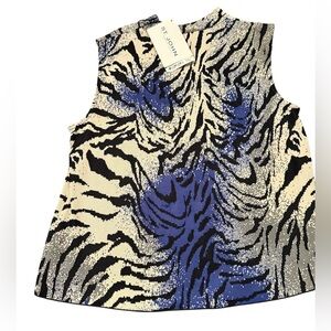 NWT St John Animal Print Sweater Shell Size M MSRP $355